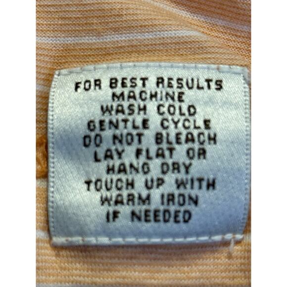 Peter Millar Men's Polo Golf Shirt Size Medium Peach/White Stripes - Picture 6 of 6